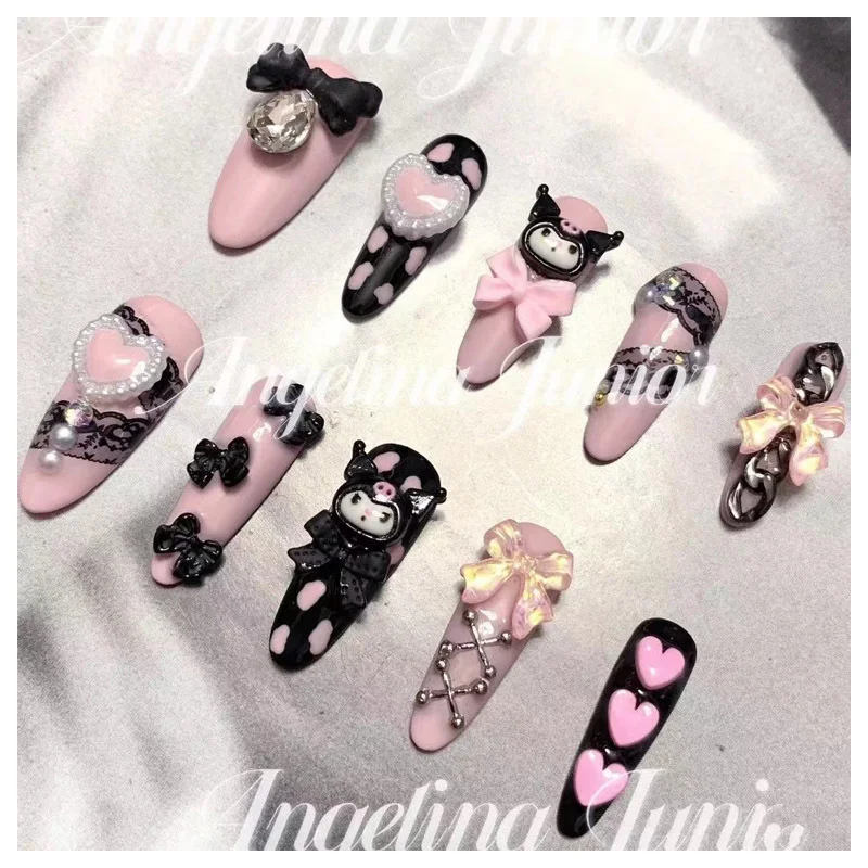 

Sanrios Anime Kawaii DIY Handmade Nail Art Patch Cute Cinnamoroll Kuromi Kittys Cat Girl Sweet Tearable Nail Patches Accessories