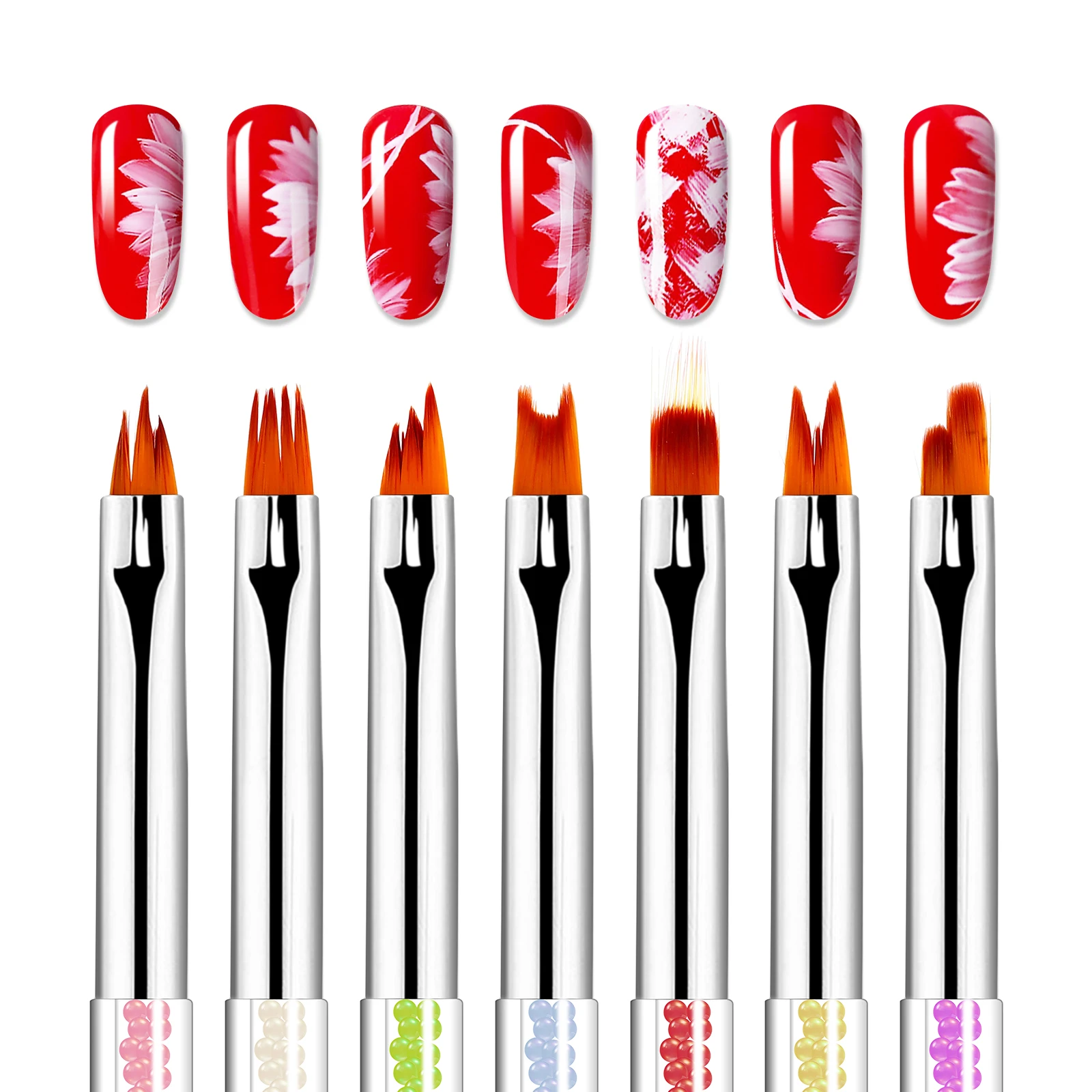 

BNG 7pcs/set Dual-ended UV Gel French Nail Brushes For Moon Smile Building Painting Drawing Flowers Gradient Dotting Nail Pen