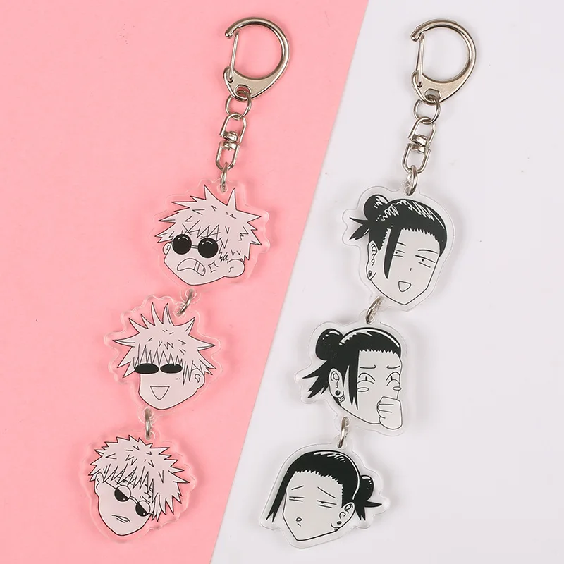 

Anime Acrylic Keychain Jujutsu Kaisen Gojo Satoru Geto Suguru Cosplay Funny Long Keychain Bag Pendant Keyring Cosplay Prop
