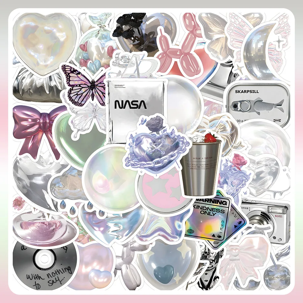 

63pcs/bag Pink Shiny Stickers INS Advanced Waterproof Photo Album Journal Happy planer Phone Case Decoration