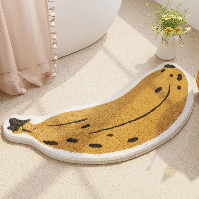 

Cartoon Banana Bathroom Rug Plush Carpet Bath Mat Anti-Slip Area Rugs for Bedroom Arc Floor Mats Room Decorative Carpets