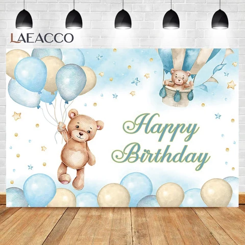 Мишка Тедди детский душ фоны для фотографии детский день рождения индивидуальный плакат воздушный шар в виде цветка Декор фотосессия фон