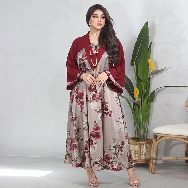 Embroidery Dubai Turkey Muslim Dress Eid Yellow Abayas For Women 2022 Mesh Long Sleeve Ramadan Fashion Robe Islam Moroccan Abaya