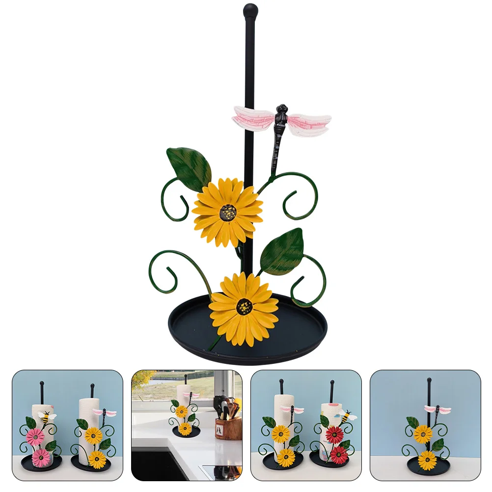 

Bedroom Tissue Organizer Kitchen Rack Dish Towel Holder Stand Metal Flower Paper