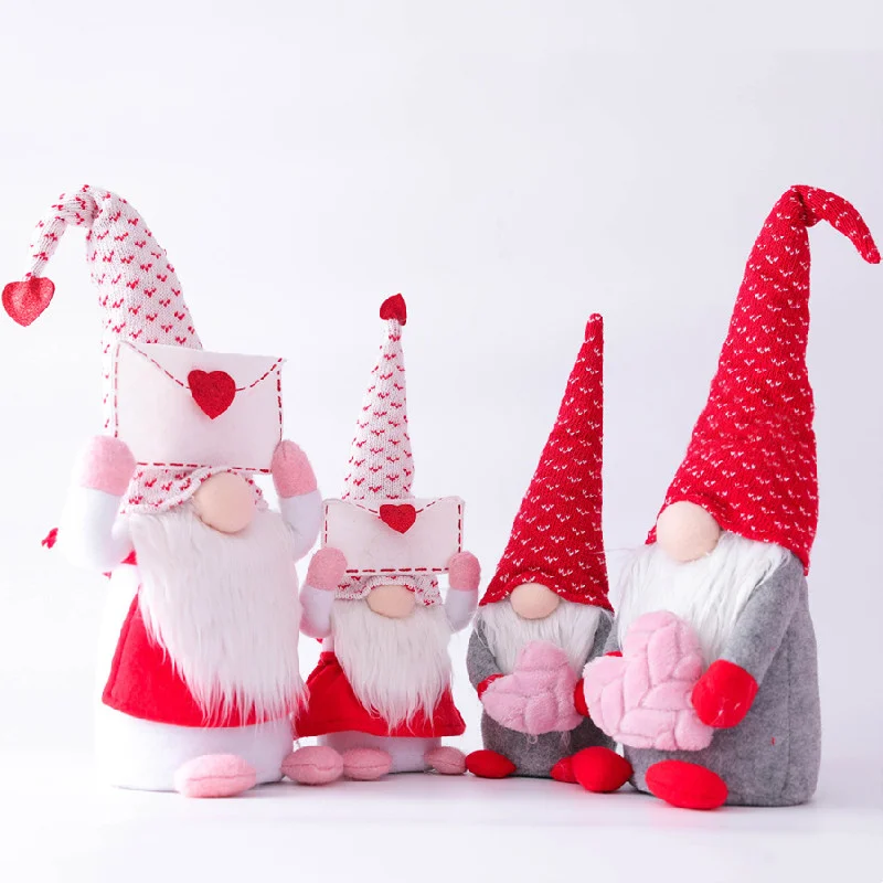 

Valentine's Day Pink Faceless Gnome Plush Doll Ornaments Cute Party Christmas Decoration Gift for Kids Home Table Decor 2023