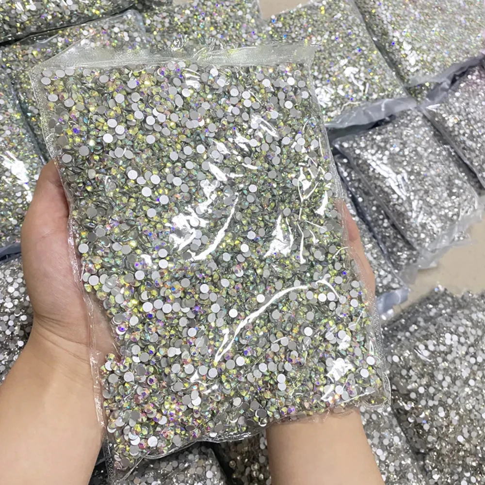 

Bulk Wholesale 1440 pcs Crystal AB Flat Back Nail Rhinestones Crystals SS4/SS5/SS6 Beads for Nail DIY Gems Crafts Decoration