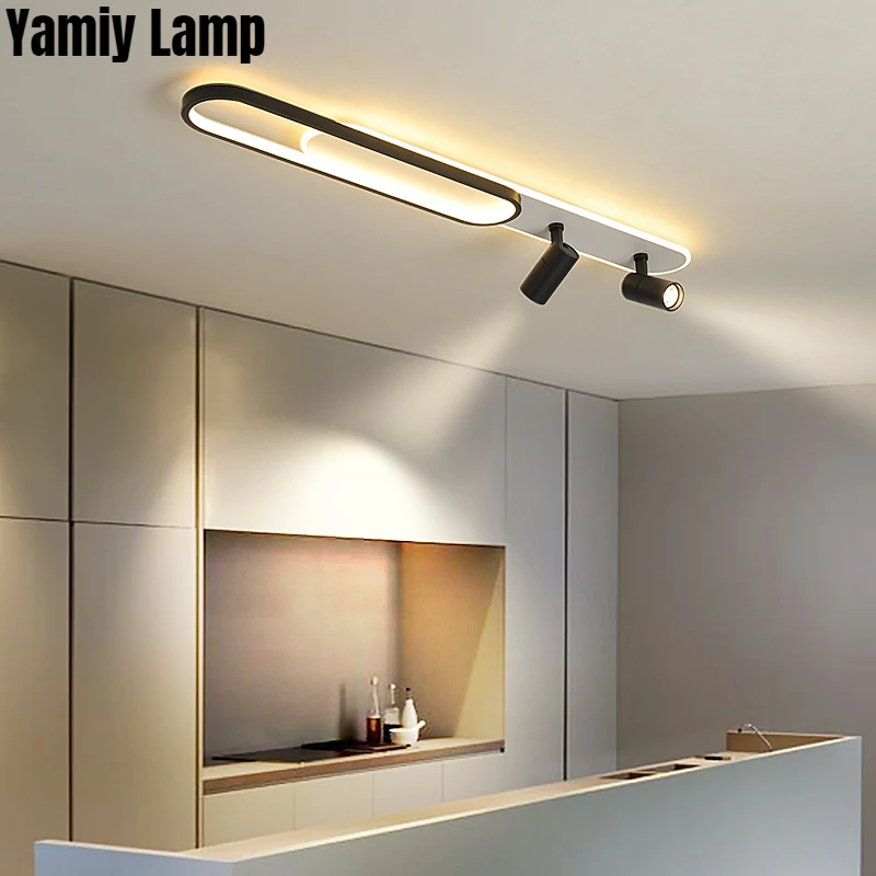 

Современный светодиодный потолочный светильник, светодиодные лампы с прожектором для гостиной, кухни, коридора, комнатные акриловые люстры с белыми полосками