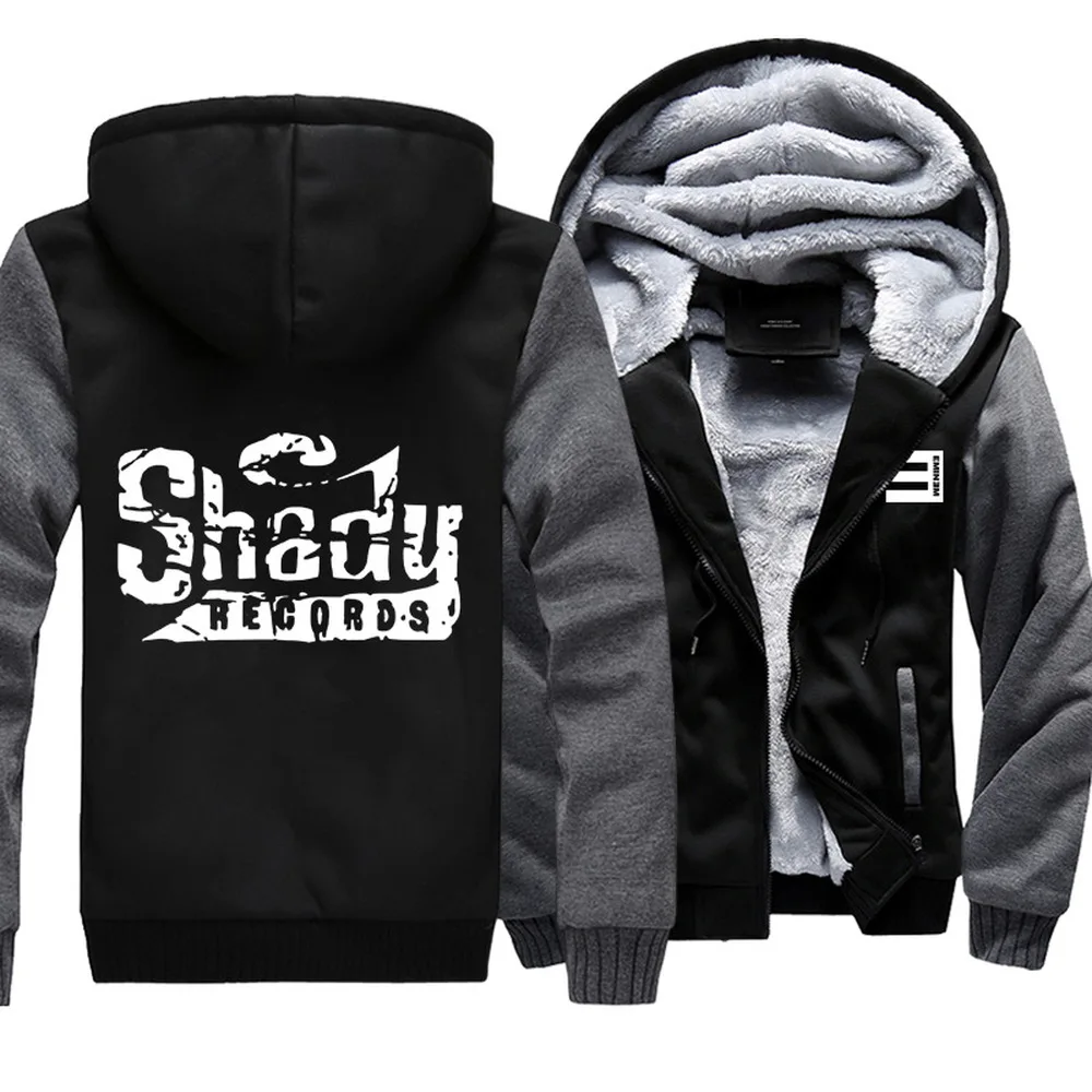 

2023 New Hot Eminem Thicken Hoodie Shady Records Warm Coat Hoodie Winter Fleece Zipper Coat Hoodie