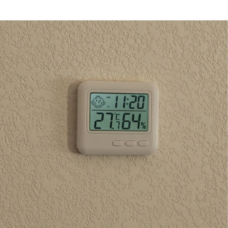 Thin electronic digital time clock display hygrometer indoor household desktop expression temperature hygrometer