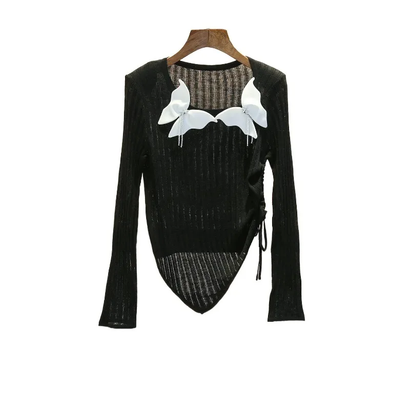 

Осенняя женская одежда VII 2023 с бахромой и стразами, трехмерный цветной галстук-бабочка, аксессуары для бесплатной доставки