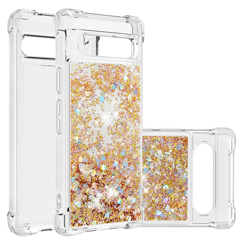 Cute Quicksand Liquid Glitter Case For Google Pixel 7A Cases For Google Pixel 7A 7 A Clear TPU Bumper Cover PIXEL7A Coque