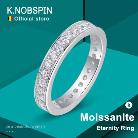 Обручальные кольца KNOBSPIN D VS1 с муассанитом из белого золота