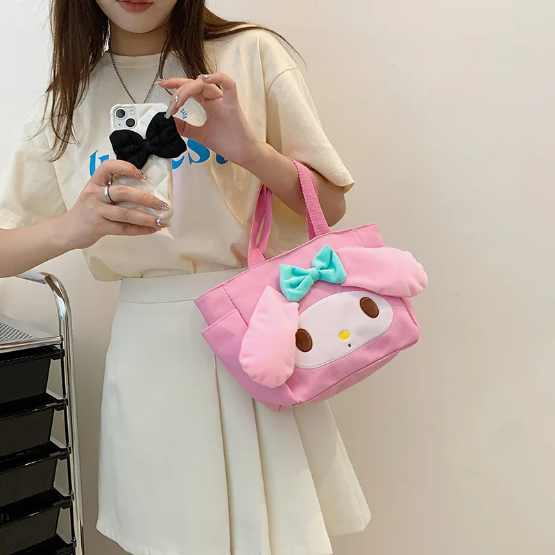 Kawaii Sanrios My Melody Kuromi Cinnamoroll Kirby мультяшный Большой Вместительный холщовый тоут сумка