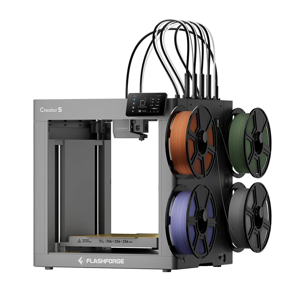 Фото 3D-принтер Flashforge Creator 5 для печати несколькими материалами, 4 сопла, автоматическое выравнивание, высокая скорость, многоцветная печать, с камерой №1