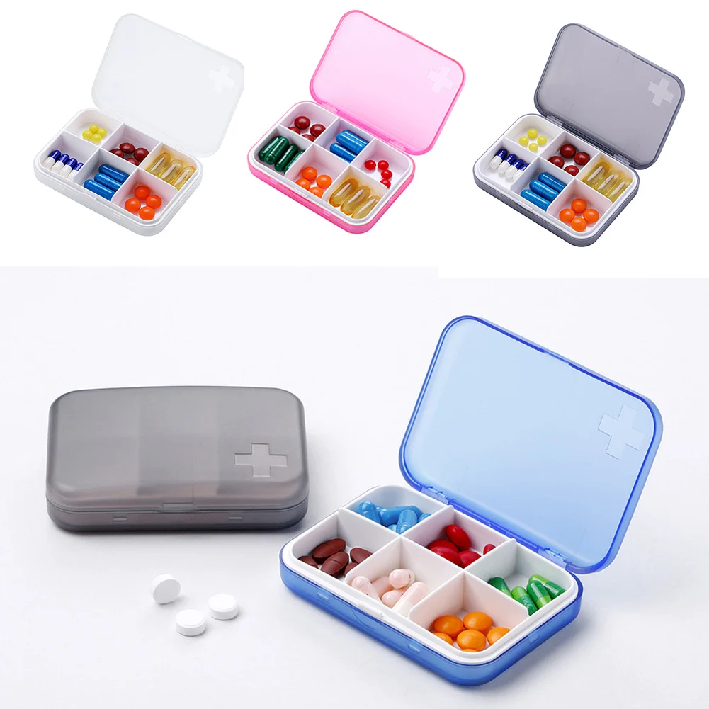 

6 Slots Portable Pill Cases Moisture-proof Pill Box Travel Dispen Storage Container Colorful Drug Dispenser Packing Container