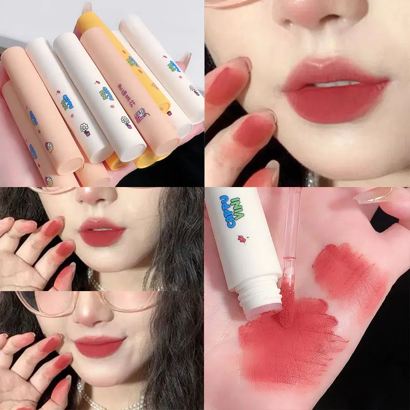 

Lovely Lipstick Good Luck Lip Mud Lasting Non-stick Cup Lip Glaze Korean Makeup High Color Rendering Lip Makeup Girls' Cosmetics