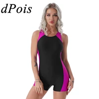 womens swimsuits u neck color contrast one piece swimwear short bodysuit jumpsuit rashguards for woman swimming bathing suit