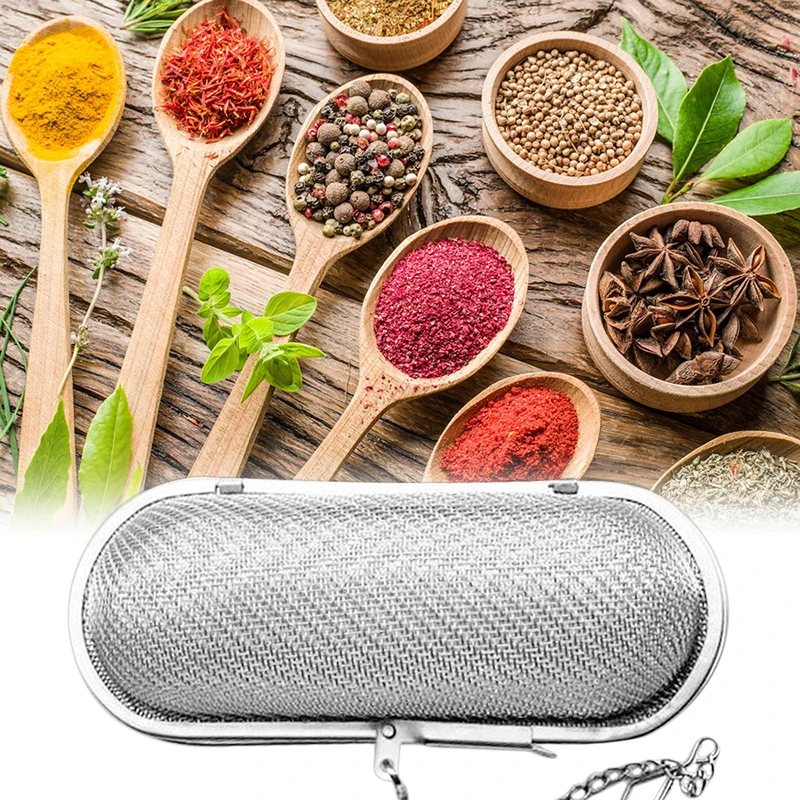 

Stainless Steel Cooking Spices Infuser Fine Mesh Loose Tea Herbal Strainer Filter with Extended Chain Kitchen Seasoning Balls