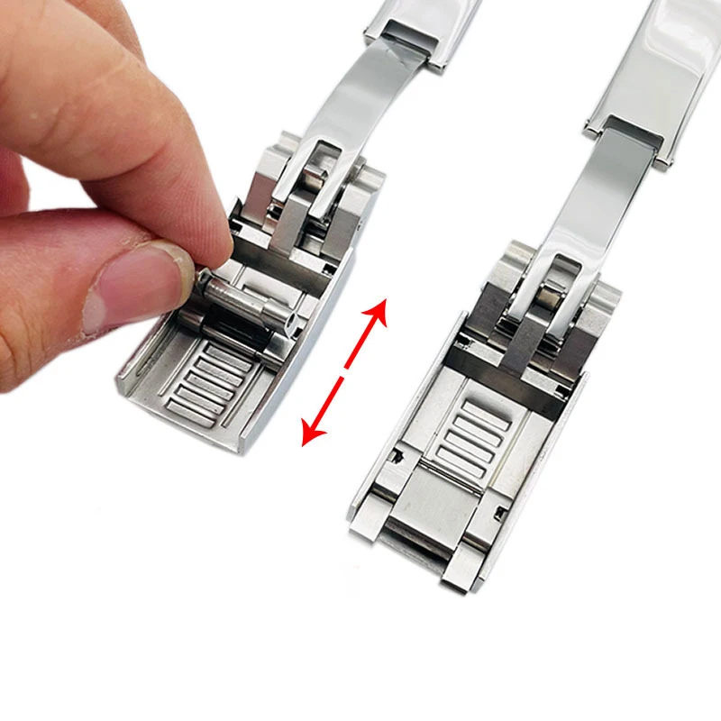 Stainless steel folding buckle glide lock for Rolex submariner Oysterflex Daytona GMT watch band strap Deployment clasp 9mmx9mm