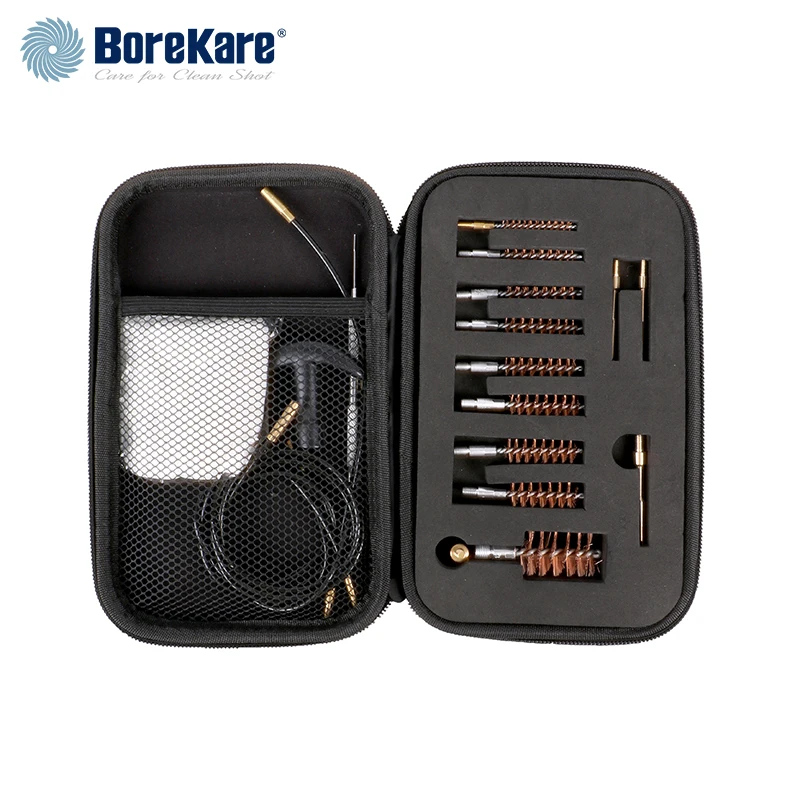 

BoreKare Wholesale Cleaning Accessories Set .17, .22, .30, .243, .38, .40, .45, 12GA Universal Cleaning Kit in EVA Case 20 Pcs