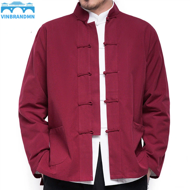 

Autumn Men's Chinese-style Cotton and Linen Coat Loose Kimono Cardigan Men's Solid Color Linen Coat Coat Layman Clothing M-5XL