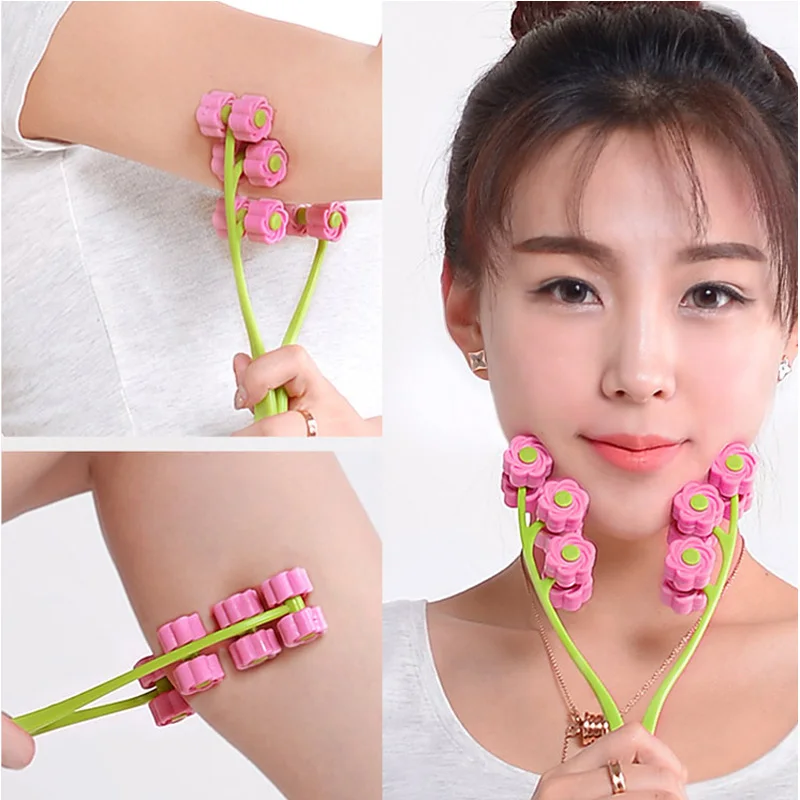 

New Facial Massager Roller Portable Flower Shape Anti Wrinkle Face-Lift Slimming Face Relaxation Beauty Tools Finger Massage