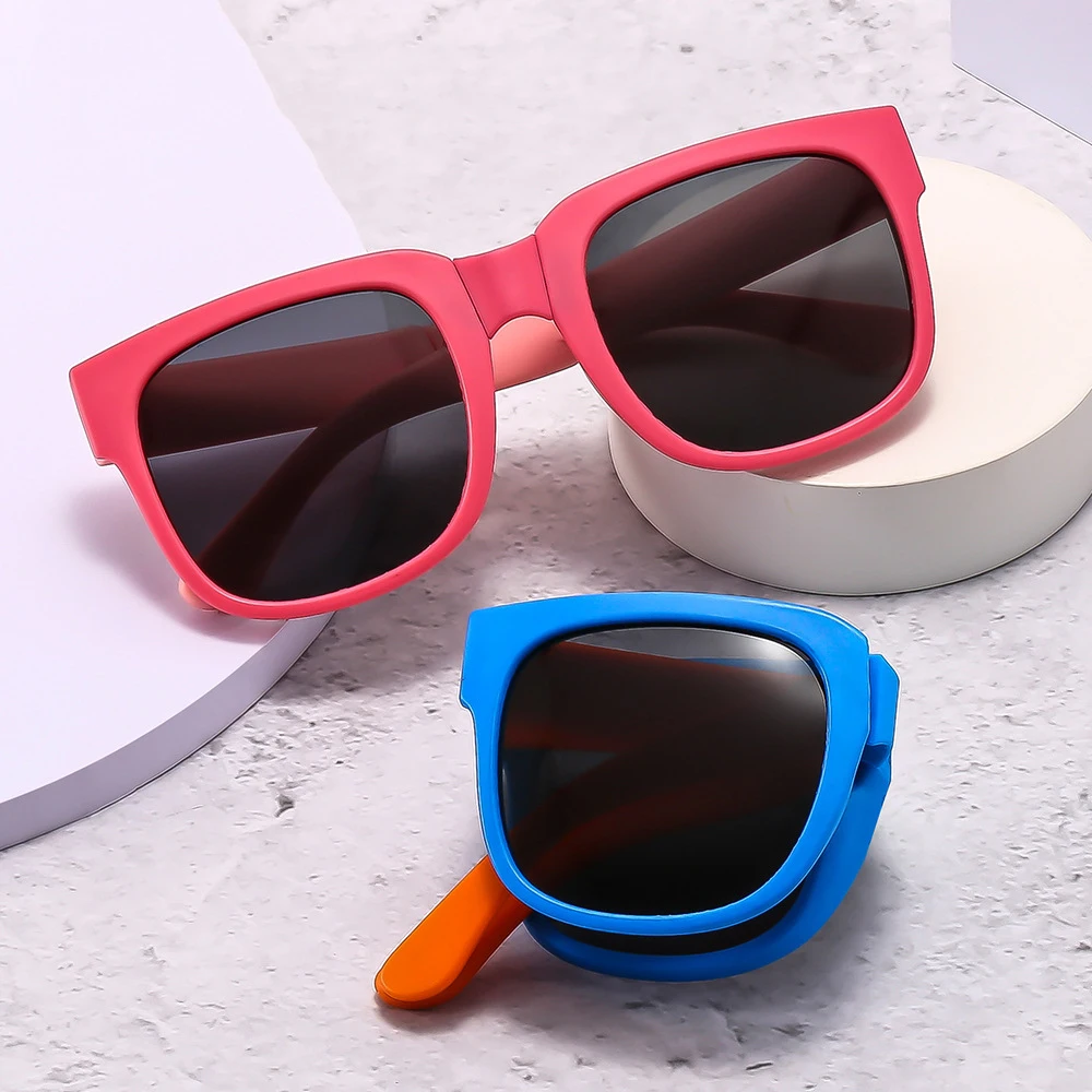 

Kid Foldable Children Sunglasses Vintage Classic Sun Glasses Boys Shopping Travel Colorful UV400 Lunette De Soleil Girls