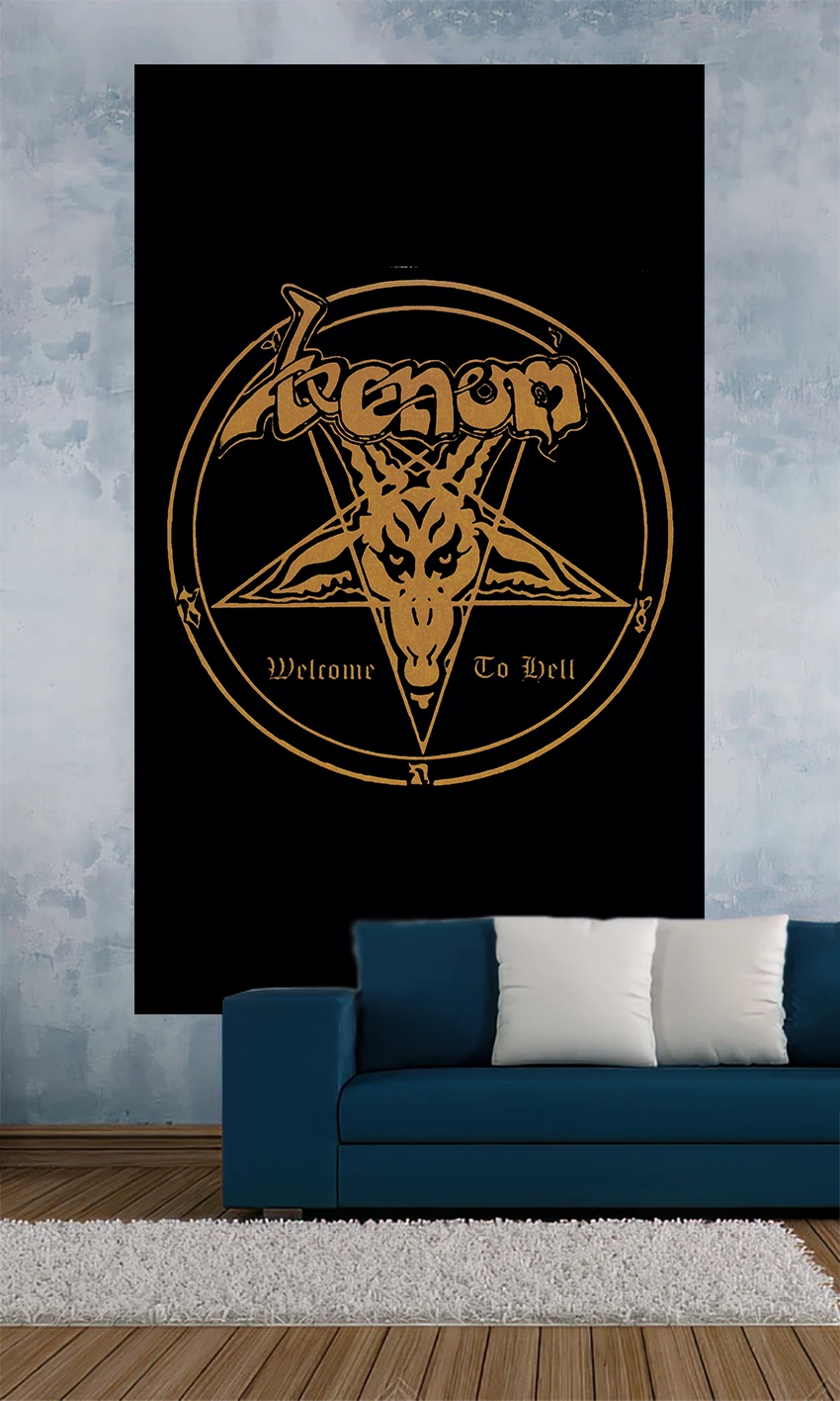 

90x150cm Venoms Black Metal Flag Tapestry Polyester Printing Wall Hanging Living Room Banner For Decor Bedroom Sofa Blanket