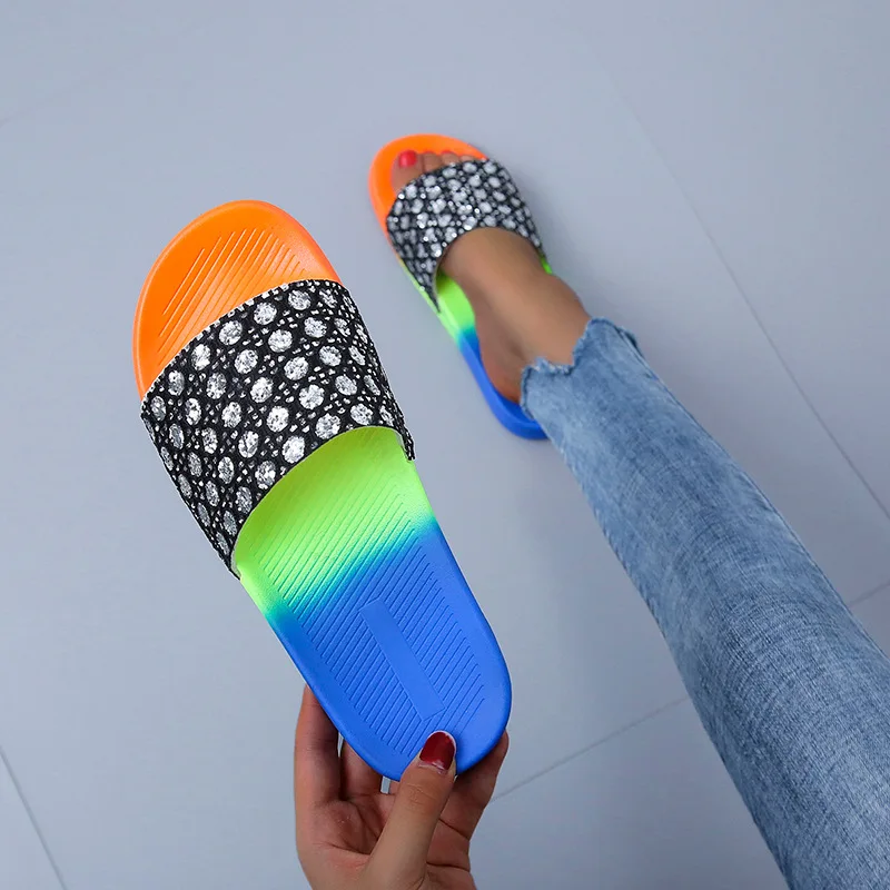 

Women Shoes Casual Versatile Summer Slippers 2022 Fashion Snake Pattern Rhinestone Platform Sandals Lazy Slides Flip Flop 42 43