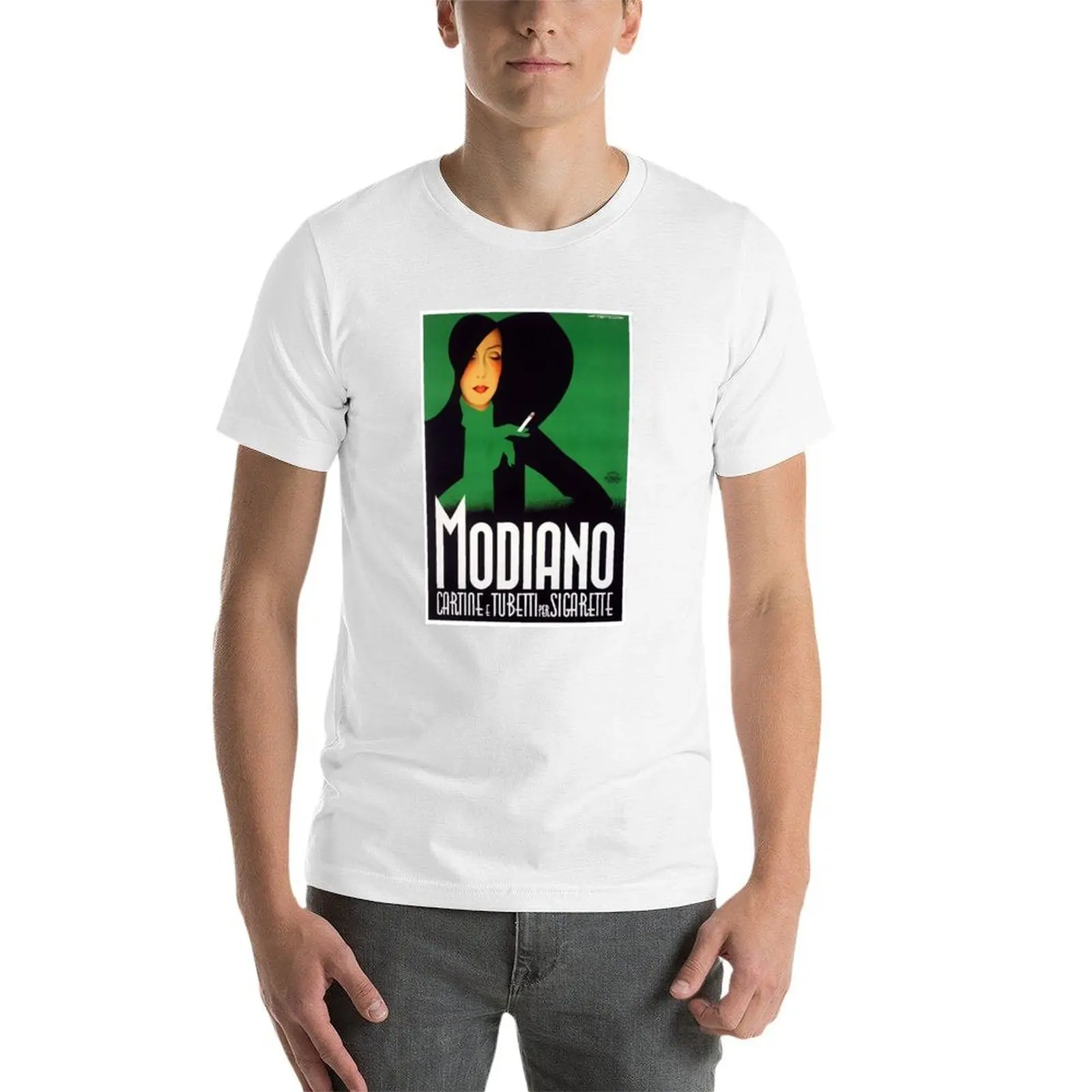 Фото Винтажный постер Modiano Italy, восстановленный, 1935 год, футболка, повседневная футболка на Хэллоуин №3