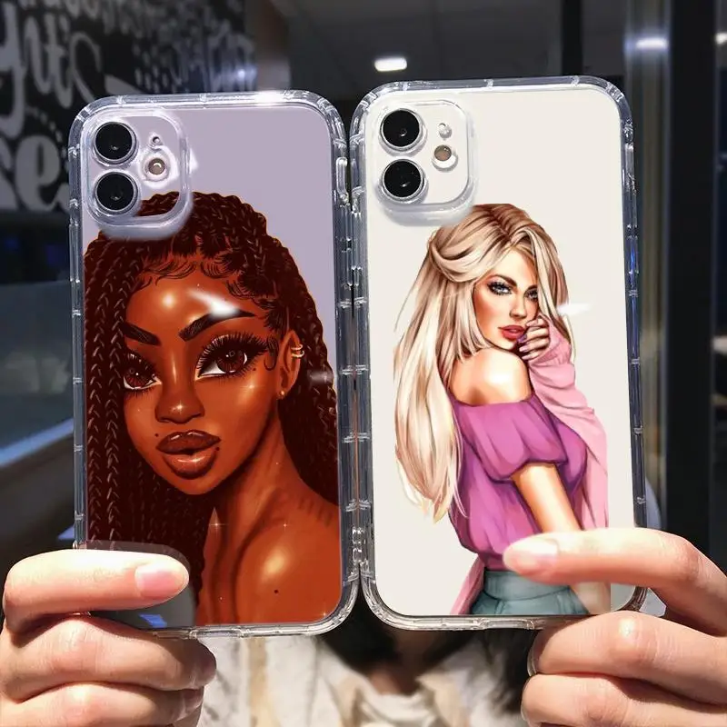 

Trendy Women Transparent Case For iPhone 12 7 7P 8 Plus SE 2020 6 6s 11 13 Max Pro Mini X Xr Xs Vves PVC Holder Slot Cartoon
