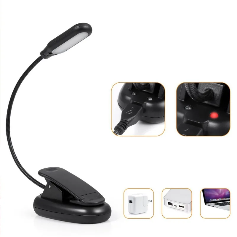 

5 LED Portable Desk Lamp Rechargeable Reading Light Eye Protect Book Light LED Reading Lamp Touch Control Clip Table Desk Lamp