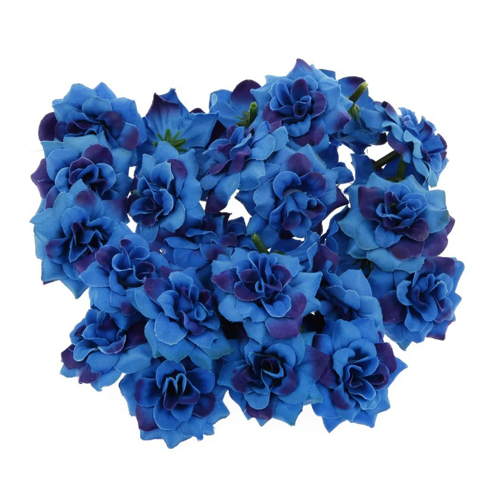 

Artificial Flower Flowers Heads Rose Head Silk Roses Fake Crafts Decor Bulk Decoration Stemless Faux Green Blue Wedding Mini