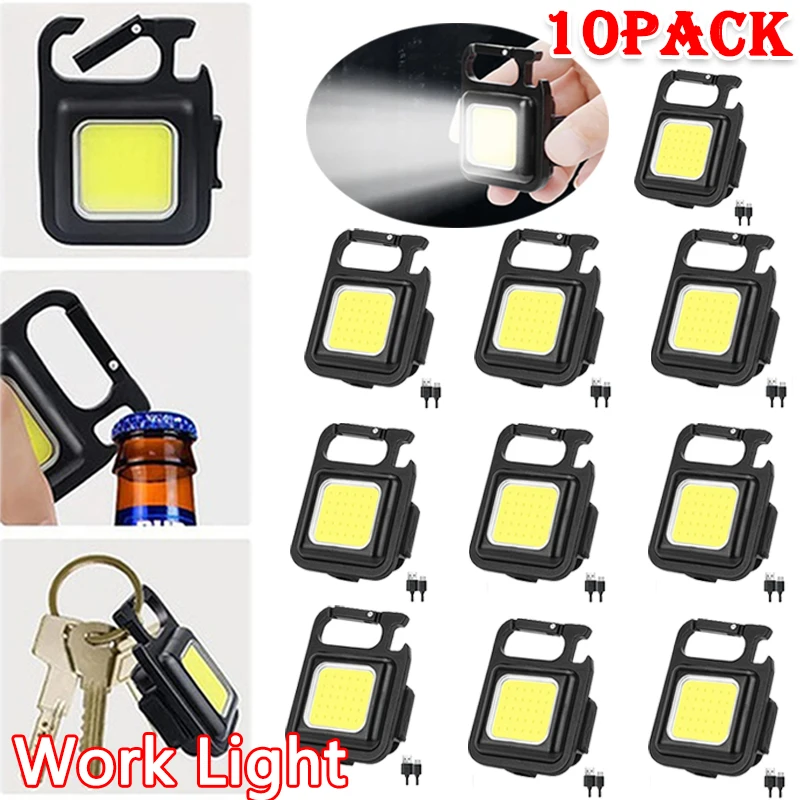 

1-10Pcs Mini LED Working Light Portable Pocket Flashlight Clip USB Rechargeable Keychain Lantern Outdoor Fishing Camping Hiking