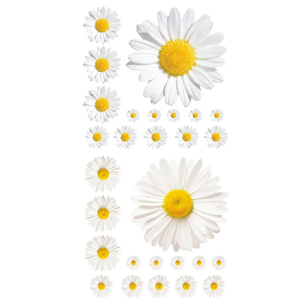 

Wall Daisy Stickers Sticker Flower Decal Decals Muralwallpaper Decor Self Floral Adhesive Decorative Bedroom Room Removable