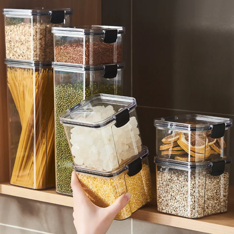 

Food Storage Kitchen Container Plastic Box Jars for Bulk Cereals Kitchen Organizers for Pantry Organizer Jars with Lid Home
