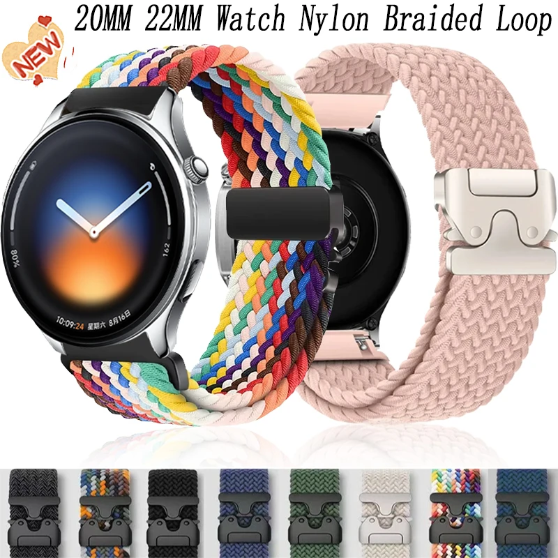 Фото Нейлоновый плетеный ремешок для Xiaomi Watch 5/S4 S3 S2 S1, цветной ремешок-браслет с парашютной пряжкой для OPPO Watch X/X2/S, OnePlus Watch Lite №1