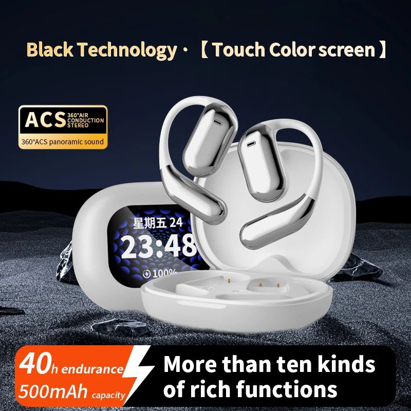 Фото Q16Pro V5.4 Bluetooth Беспроводные наушники Водонепроницаемые ушные крючки Гарнитура Интеллектуальный сенсорный экран HIFI AI Переводные наушники №2