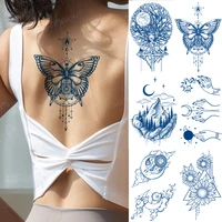 butterfly temporary tattoo sticker back semi permanent waterproof tattoo for women blue realistic 7 15 days body art arm sticker