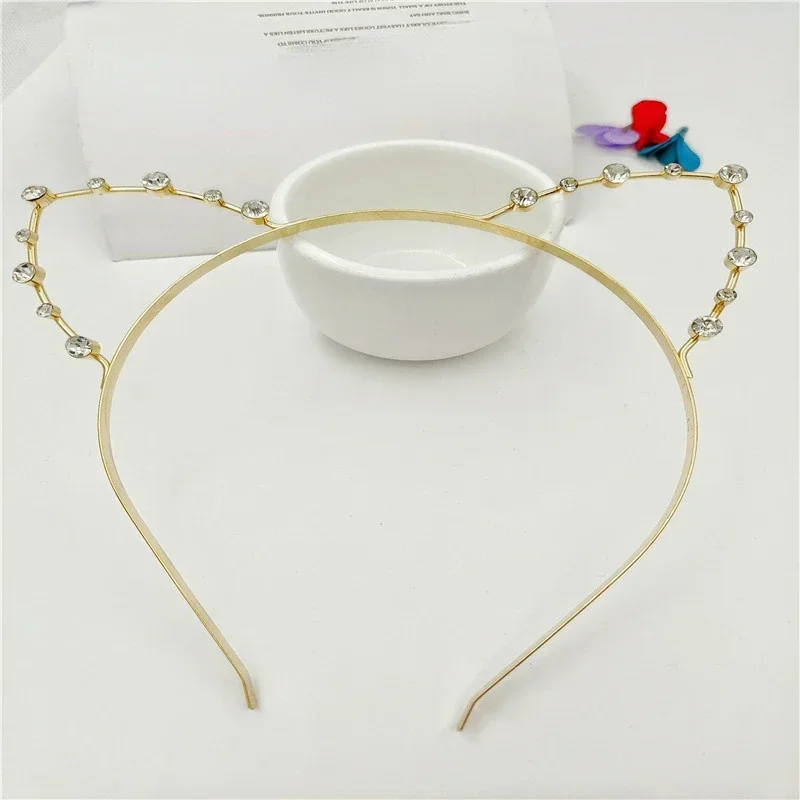 10 шт. ленты для волос со стразами и жемчугом металлические кристаллы кошачьи уши