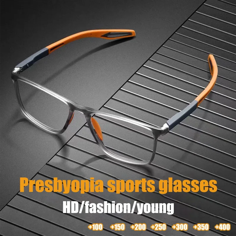 

Модные очки для чтения Tr90 с силиконовой оправой, мужские спортивные очки для пресбиопии для пожилых людей, ультра-искусственные очки с защи...