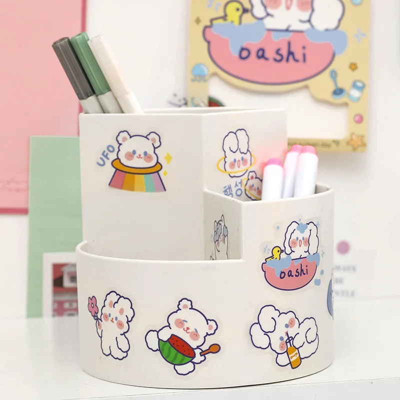 

24Pcs Kawaii Cartoon Animals Waterproof Sticker Suitcase Notebook Refrigerator Transparent PET Stationery Kids Stickers