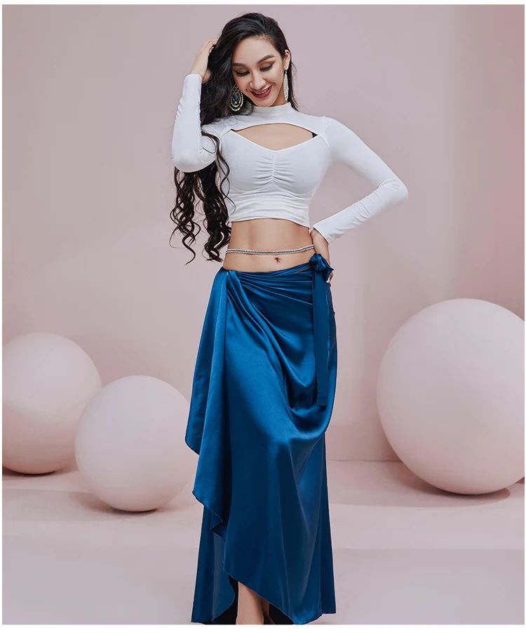 

Adult Female New Belly Dance Clothes Long-sleeved Top Long Skirt for Beginners Oriental Dance Practice Suit Dance Wears E22209