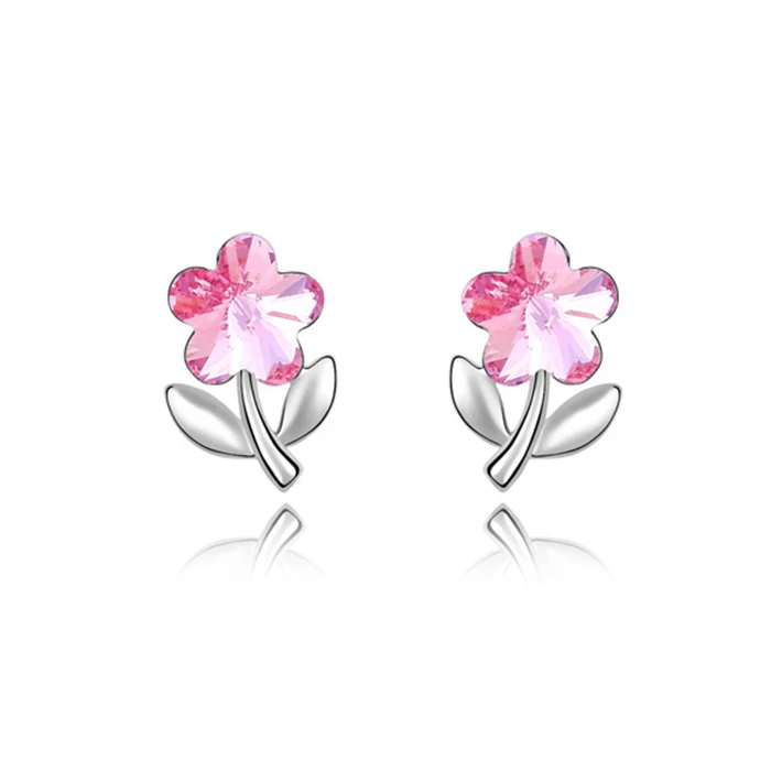 

Женские серьги-гвоздики серебристого цвета, с австрийскими кристаллами