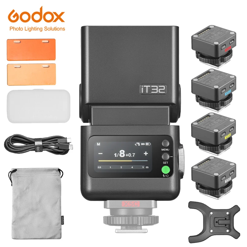 Фото Вспышка Godox iT32 iFlash для камеры, TTL HSS, с поворотной головкой, беспроводной магнитный триггер TTL X5 C/S/N/F/O №1