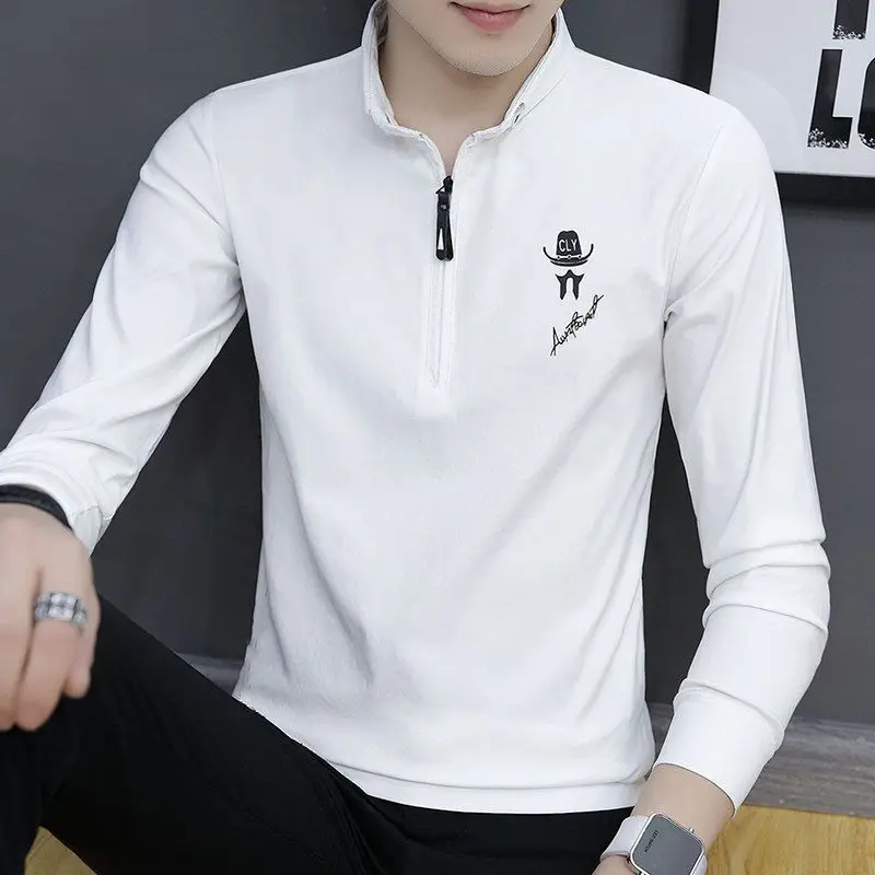 

Half-zip POLO Men's Spring Simple Loose Top Printed Slim Fit Long Sleeve Sweatshirts Fashion Letter Pullover