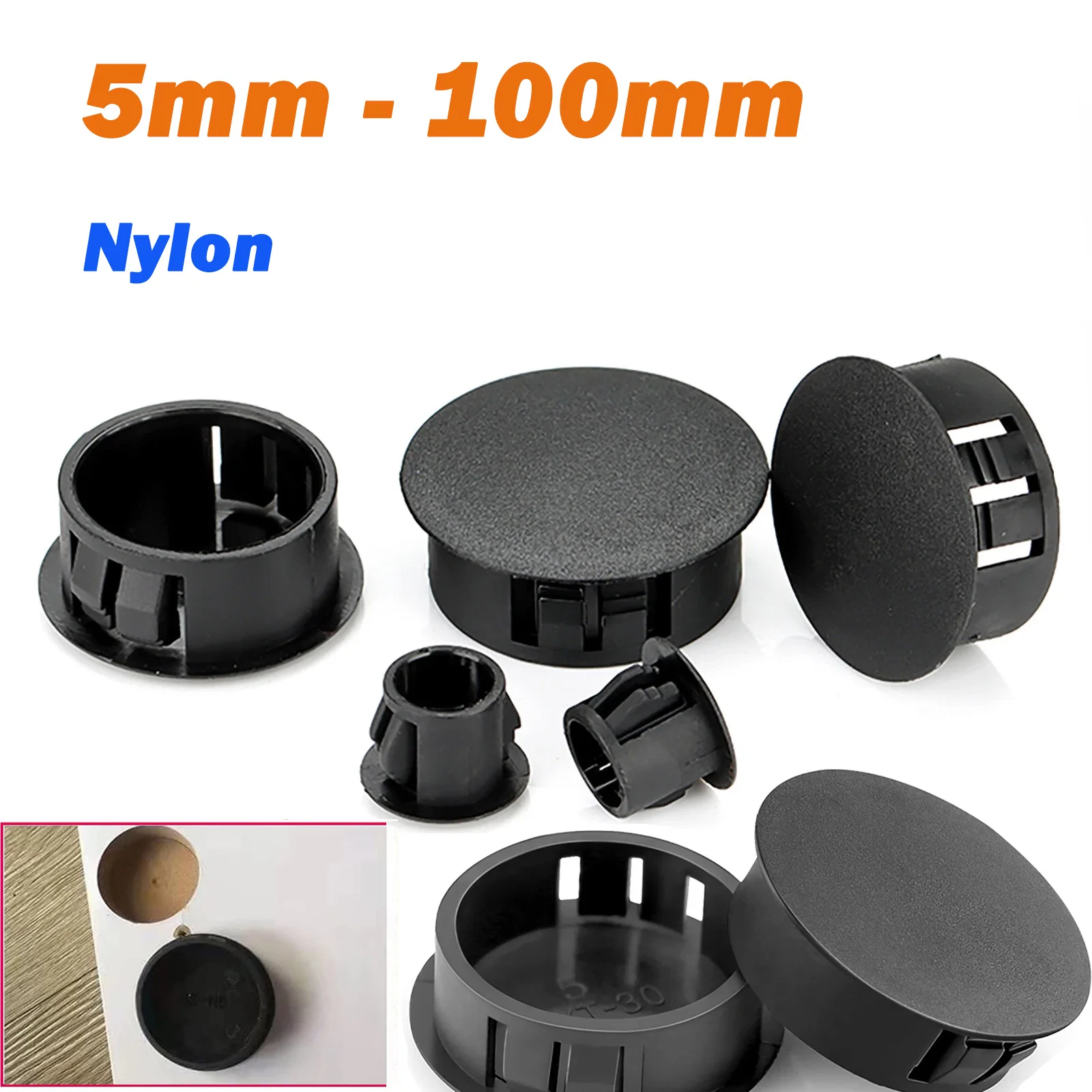 

Черные нейлоновые круглые заглушки 5-100 мм