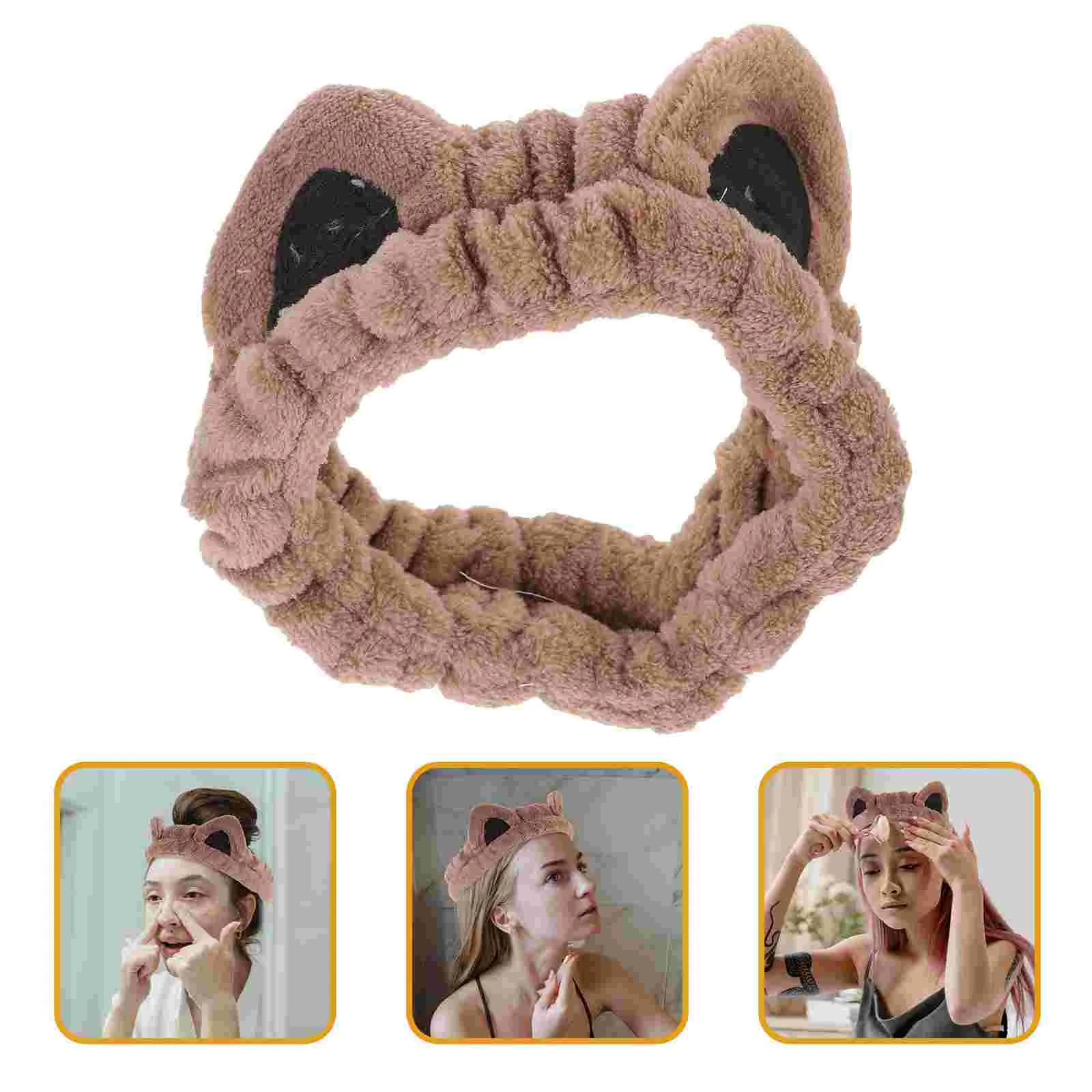 Повязка на голову с кошачьими ушками повязка для мытья лица макияжа ухода за