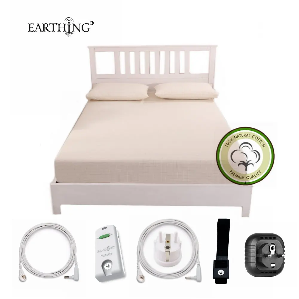 Earthing Fitted sheet Grounding Silver Conductive Tester with 2 pillow case Revitalize and Energize Bedding set 15" Deep Pocket images - 6