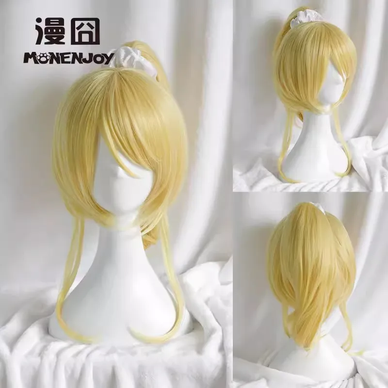 Парик для косплея аниме Ayase Eli термостойкие синтетические заколки золотого цвета